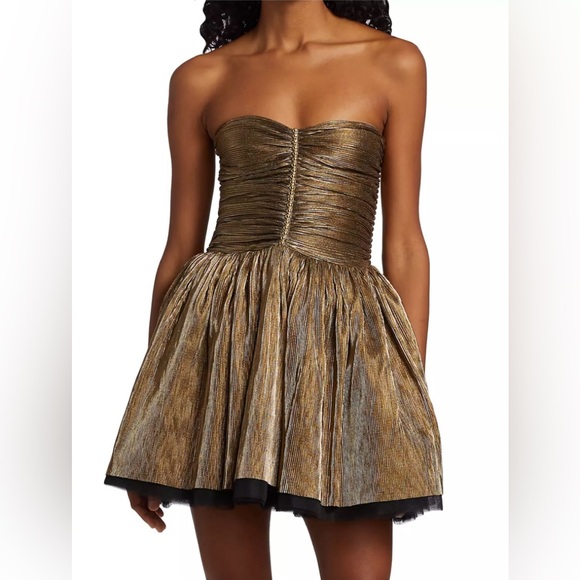 Bronx And Banco Florence Strapless Gold Mini Dress. - Picture 3 of 13